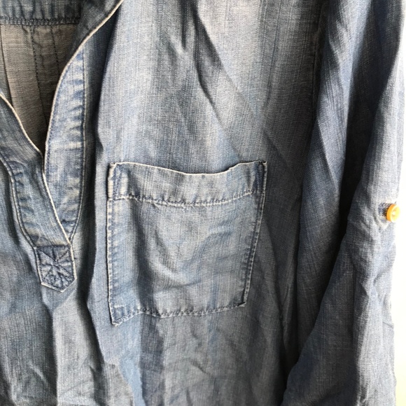 Cloth & Stone Blue Denim Shirt Blouse qtr sleeves - Picture 6 of 8
